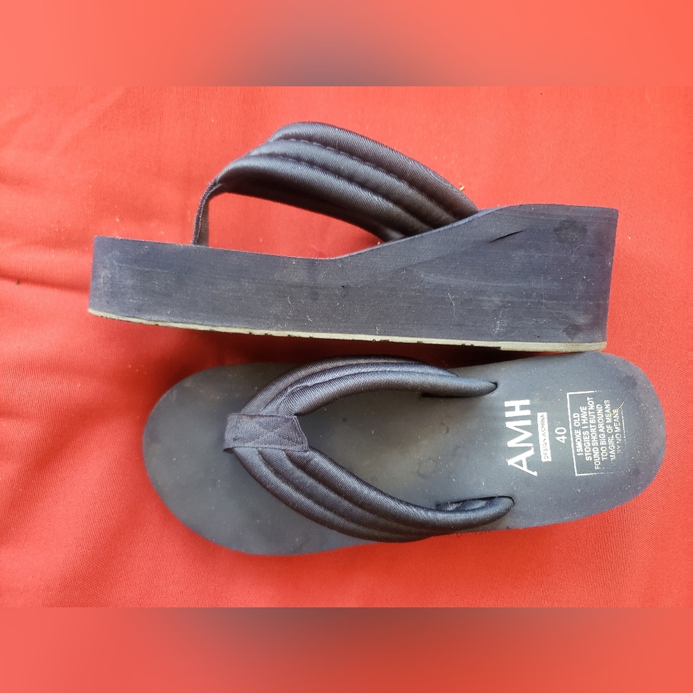 AMH navy platform flip flops